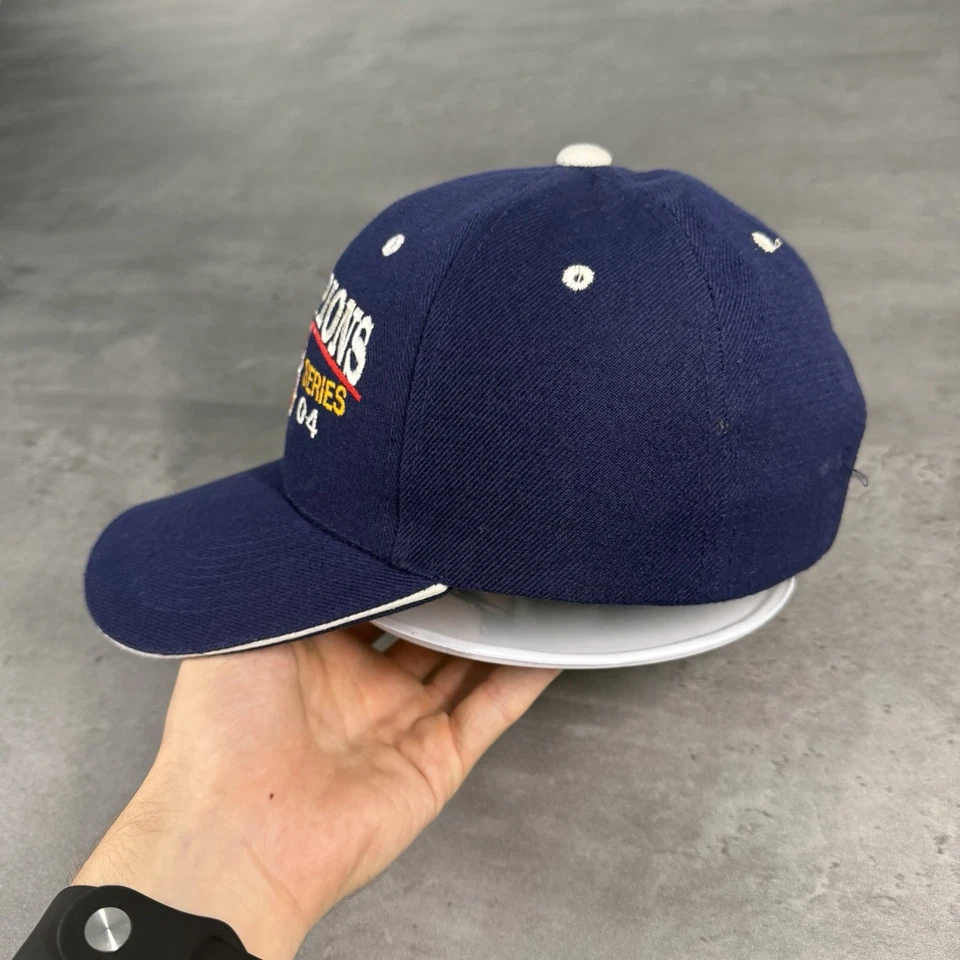 Boston Red Sox Hat Navy Red 04 World Series Champions Dad Adjust Strap Cap - Image 3 of 4