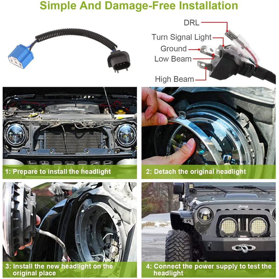 Faro halo LED 7" para Harley-Davidson Road King FLHR + luces de paso de 4,5" Foto 2 de 4