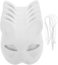 5 Pcs Halloween Masks Cat Mask DIY Paintable Blank Pulp Party Halloween Masquera