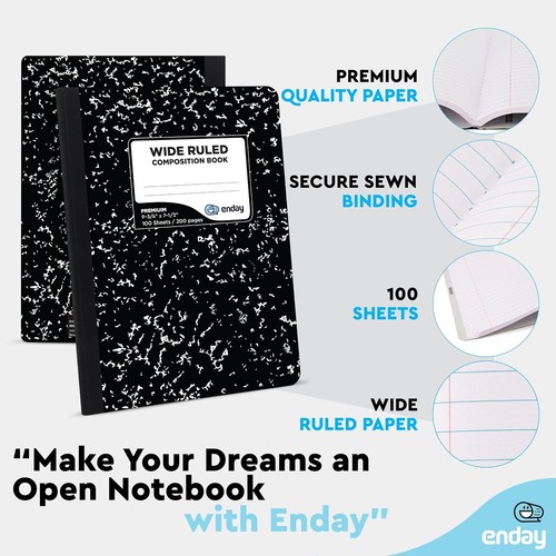 Marble Composition Notebook Wide Ruled 2 Pack 100 Sheets | eBay