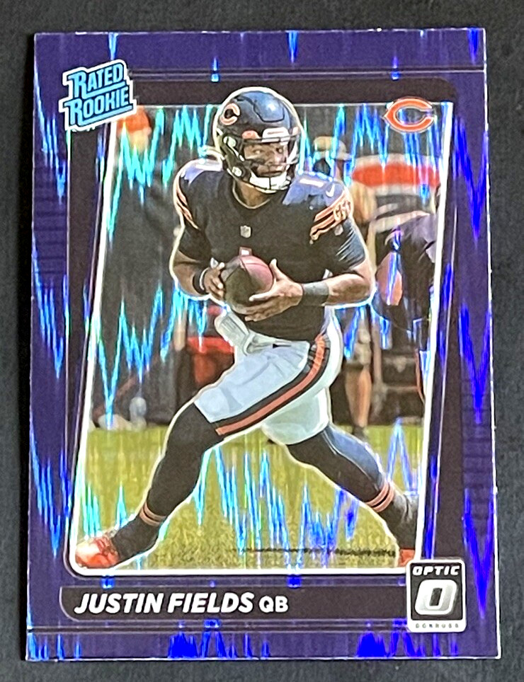 2021 Panini Donruss Optic Justin Fields Rated Rookie Purple Shock RC #204 Bears