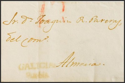 Galicia. Prefilatelia. Cover 1834. Puebla Del Caramiñal To Almeria. Marca Galici