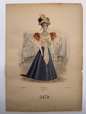 Gravure Mode 1890 Maison Lecomte. Paris. Grand Format : 30x43 cm. Super État !