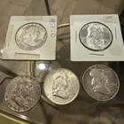 Ben Franklin Silver Half Dollars 1-1952, 4-1958, lot of 5 Total.