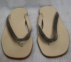 Bruno Cucinelli size 36 ivory leather and silver metallic flip flops — photo 2
