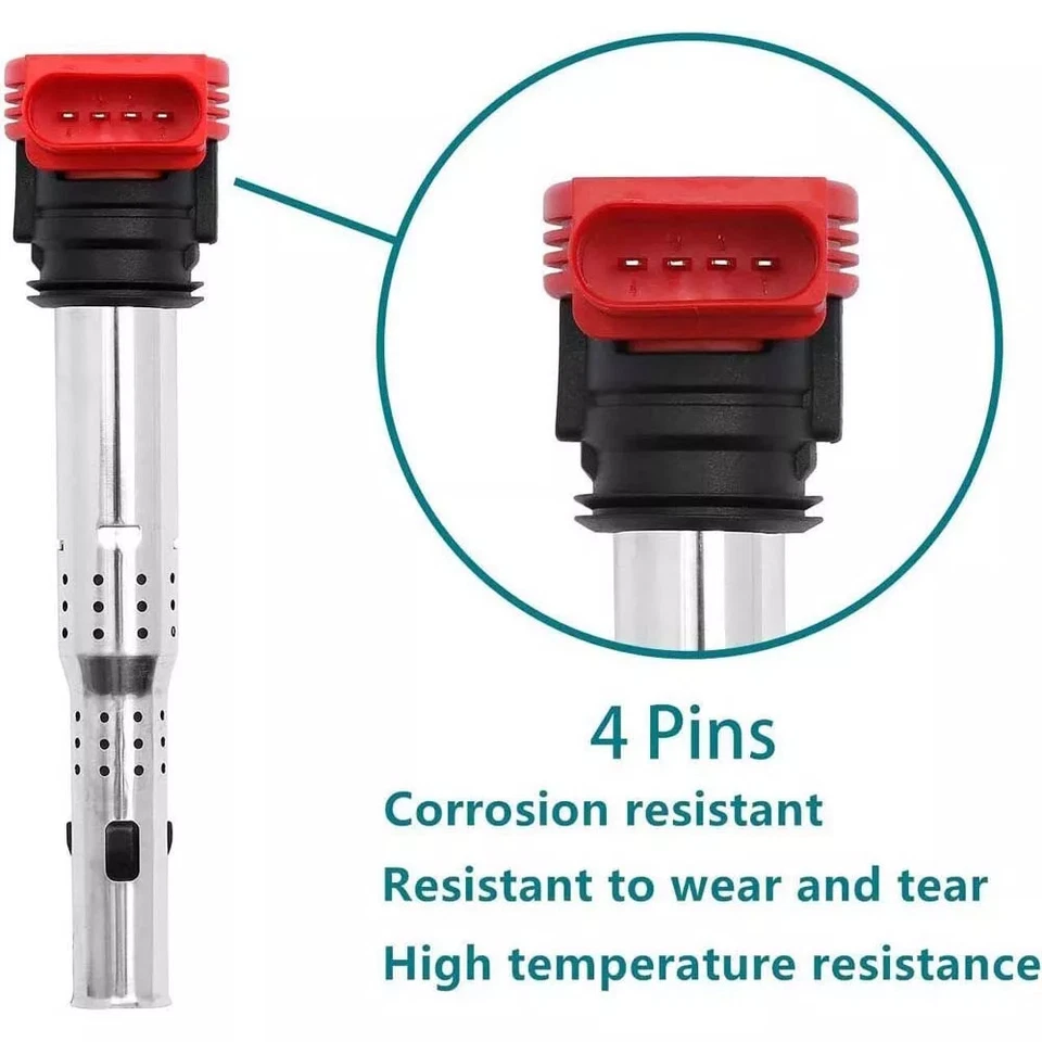 Bobina de encendido y bujías de iridio de 4 piezas para Volkswagen Tiguan 2009-2016 2,0 L Foto 3 de 4