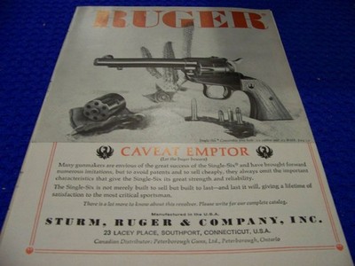 1962 RUGER SINGLE-SIX CONV. ''CAVEAT EMPTOR''...1-PAGE SALES AD (369PP)