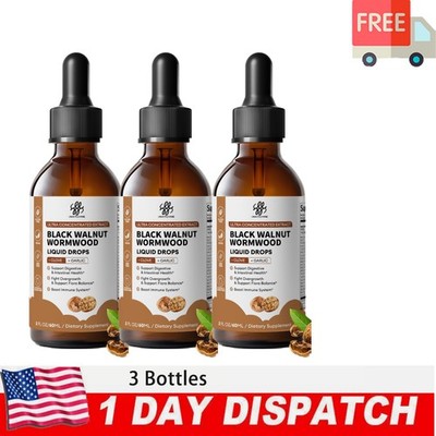 3X Black Walnut Wormwood Clove Drops for Digestive Health,gut Balance 2oz