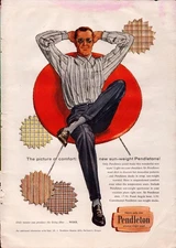 1957 Vintage Print AD - Pendleton Wool Man w/Comfort Sun Weight - Wall Art