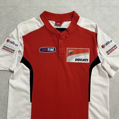 Red Ducati Corse TIM Patch Mens M Polo Shirt Red White Riello ups Bridgestone