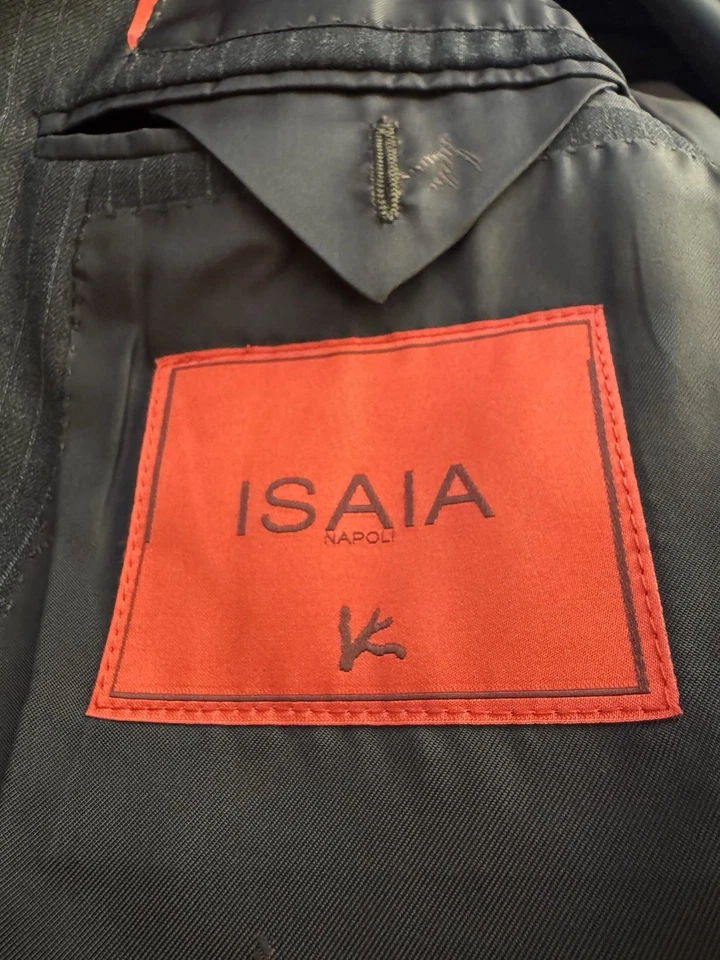 Traje de Lana Hombre Isaia Custom Fit Gregory Modelo 38R (48 EU) Carbón Rayas Foto 2 de 4