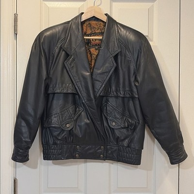 G-III Vintage Men s Black Leather Bomber Jacket Global Identity Paisley Interior