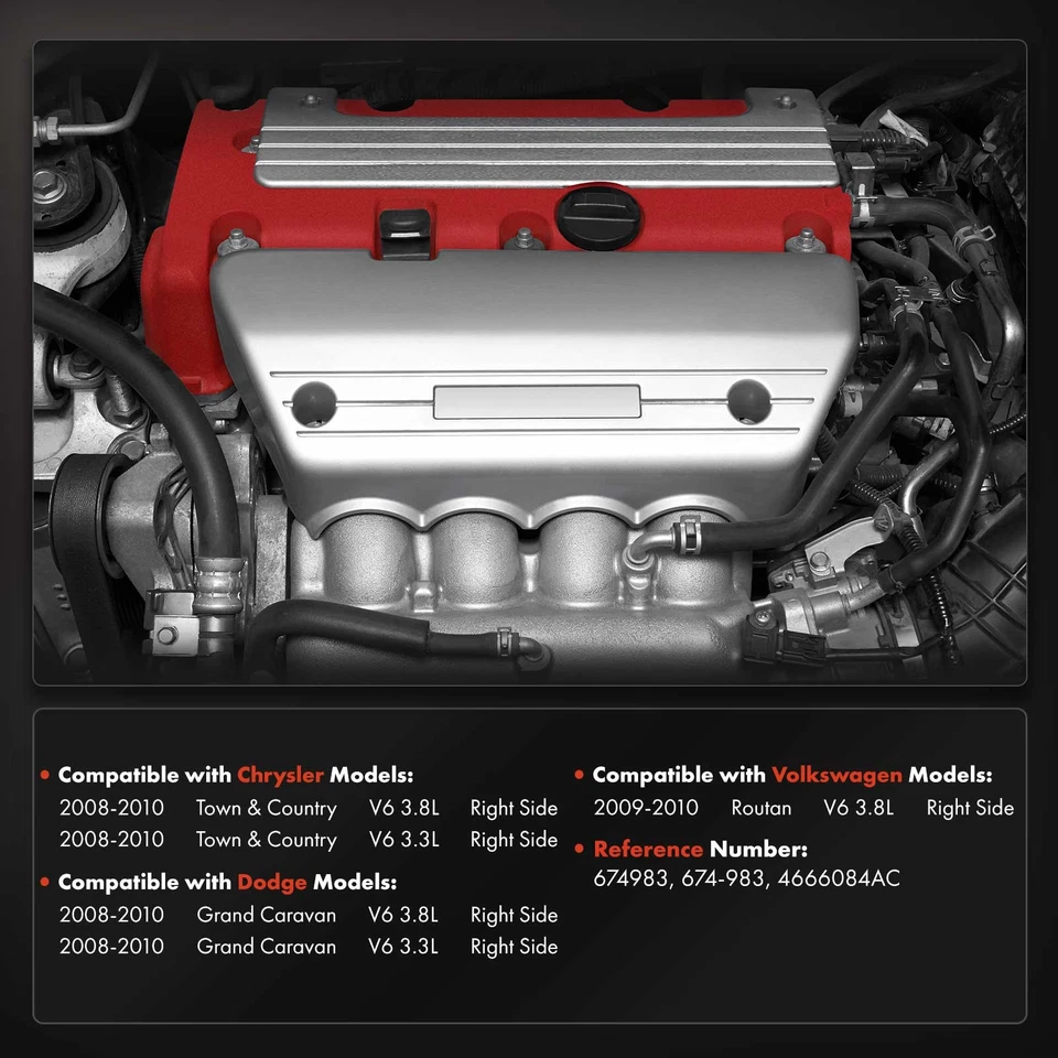 Colector de escape derecho para Dodge Grand Caravan Chrysler Town & Country 2008-2010 Foto 2 de 4