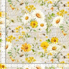 Daisy Flowers Text Fabric By The Yard Sunshine Cotton Timeless Treasures CD3881