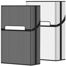 roygra Cigarette Case (2 Pack), Magnetic Switch 85mm King Size, Gray+Silver 