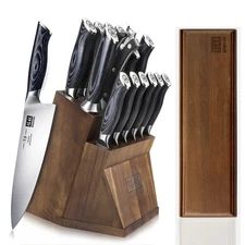 SHANZU 16PCS Kitchen Knife Set Japanese Super Steel Knife with Magnetic Strip