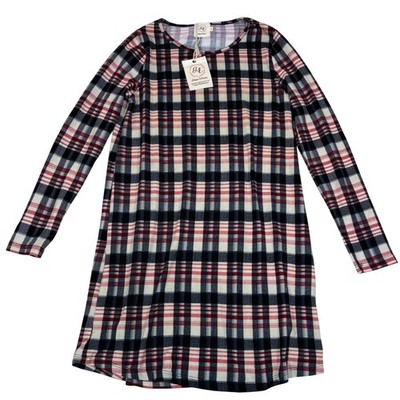 Grace & Emma Plaid Tunic Dress Red Black White Elbow Patches Work Play Small NWT