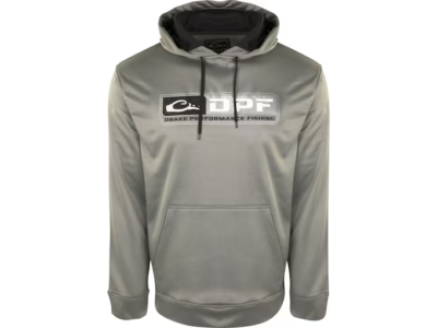 Drake Men's Performance Fishing Hoodie Polyester/Cotton Gray/Black (Men's  Large)