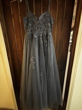 David s Bridal-Blue Tulle Floral Pattern Corset-Prom Dress-Size 12-Worn twice