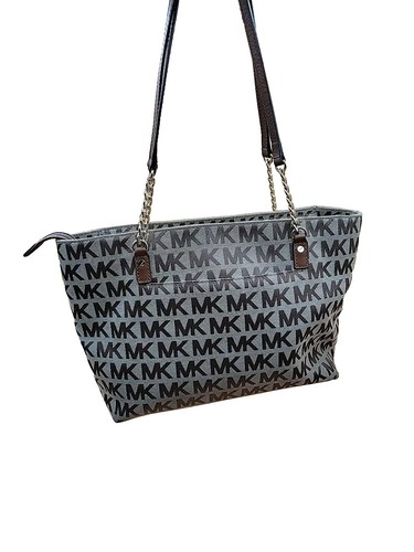 Michael Kors Ladies Signature Logo Shoulder Bag Medium Tote Chain Handles Beige