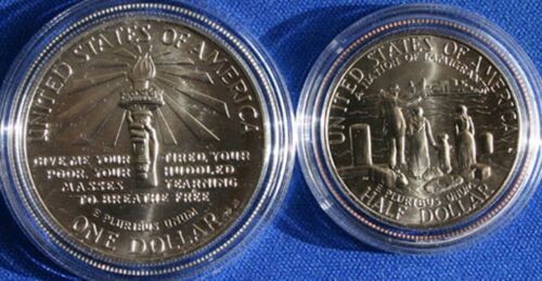 1986 BU Statue of Liberty 2 Coin Silver Dollar and Clad Half US Mint Set UNC - Picture 3 of 3