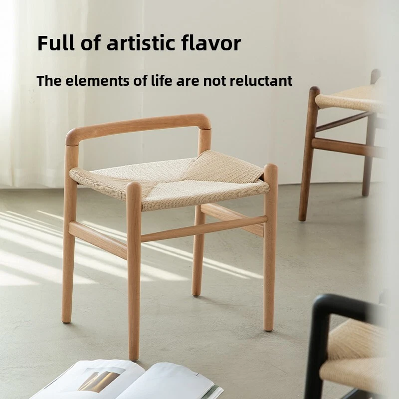 Rattan medieval square stool creative home entrance porch shoe changing stool - Image 3 of 4