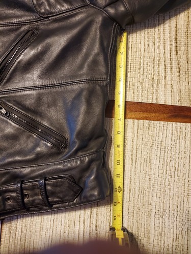 WOW VINTAGE STEINMARK BLACK HEAVY VERY NICE LEATHER MOTORCYCLE JACKET SIZE 36 - Picture 19 of 22