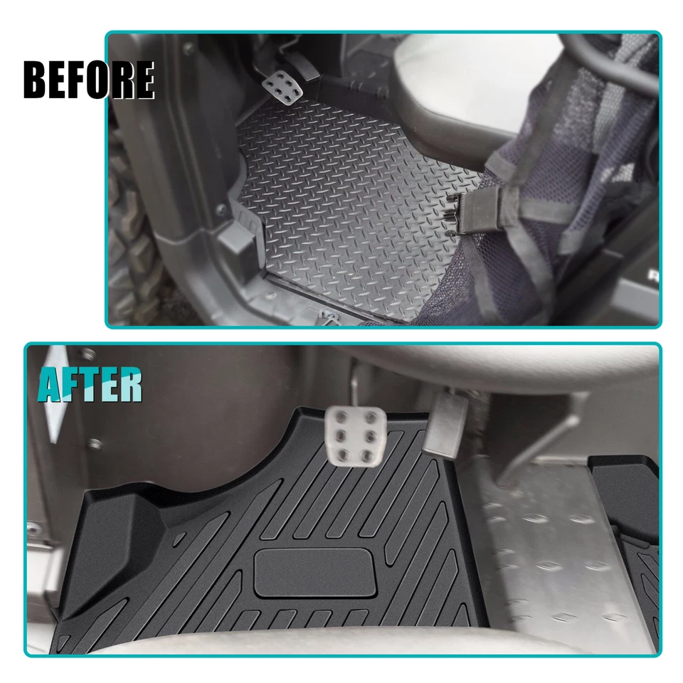 Tapetes delanteros TPE forros para Can Am Defender/MAX HD5 HD8 HD10 2016-2023 2 PIEZAS Foto 3 de 4