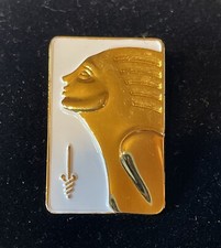 Egyptian Style Pin Back Jewelry Gold/White Rectangular American Cancer Society