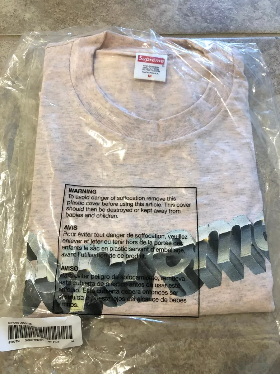 Supreme chrome logo tee heather pink cheap