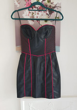 Zara Black Faux Leather Mini Dress, Size UK XS 6-8 New RRP £55