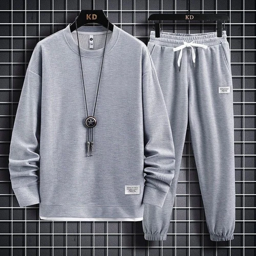 Conjunto de sudadera deportiva informal pantalón suéter para hombre 2 piezas terciopelo chándal - Imagen 4 de 29