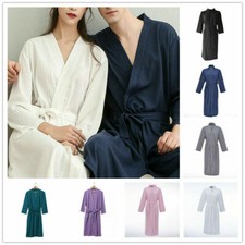 Unisex Bathrobe Nightgown Bath Robe Dressing Gown Waffle Cotton Sleepwear UK