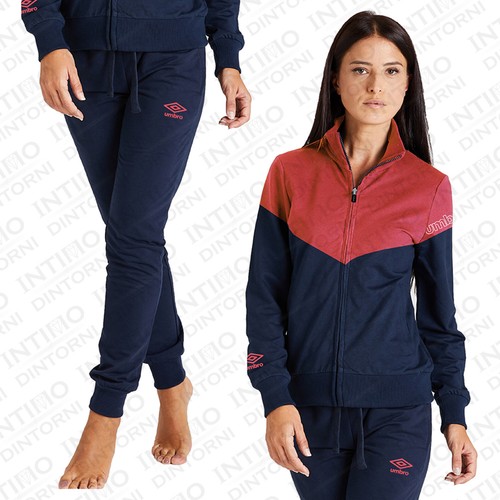 UMBRO - TUTA DONNA LUNGA CASA SPORT - APERTA CON ZIP - COTONE - 32078  ROSSO/BLU | eBay