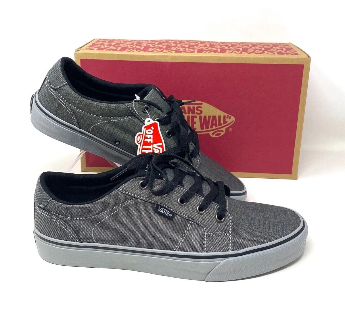 VANS Bishop F14 Black Gray Low Top Men s Canvas Sneakers Shoes Size VN000NLUDHV