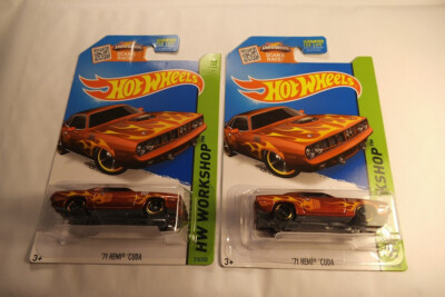 HOT WHEELS '71 Hemi Cuda Lot of 2 - 2015 - 210/250 - HW Workshop: Heat Fleet NIP