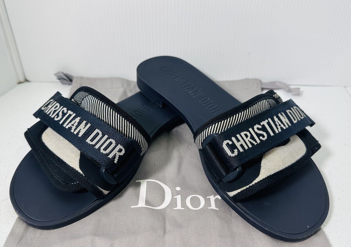 Christian Dior Evolution Slide Navy Blue Sandals Size 35 | eBay