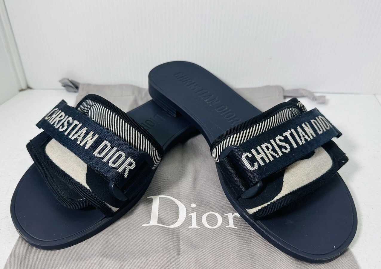 Sandales Christian Dior Evolution Slide bleu marine pointure 35