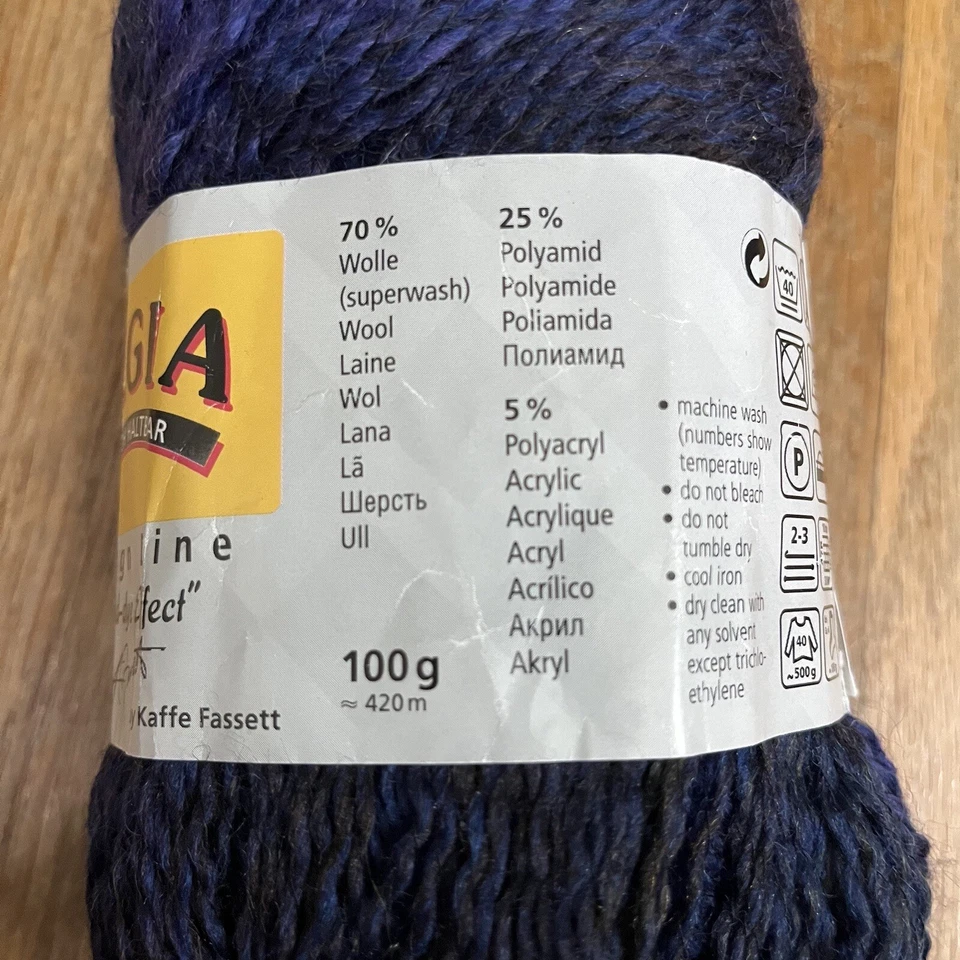 Calcetín de lana REGIA 4 capas hilo diseño lana calcetín línea púrpura tinte a mano look 1 madeja Foto 2 de 3