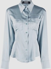  795 Jacquemus Women's Blue La Chemise Mentalo Open-Back Blouse Top FR 34/ US 2