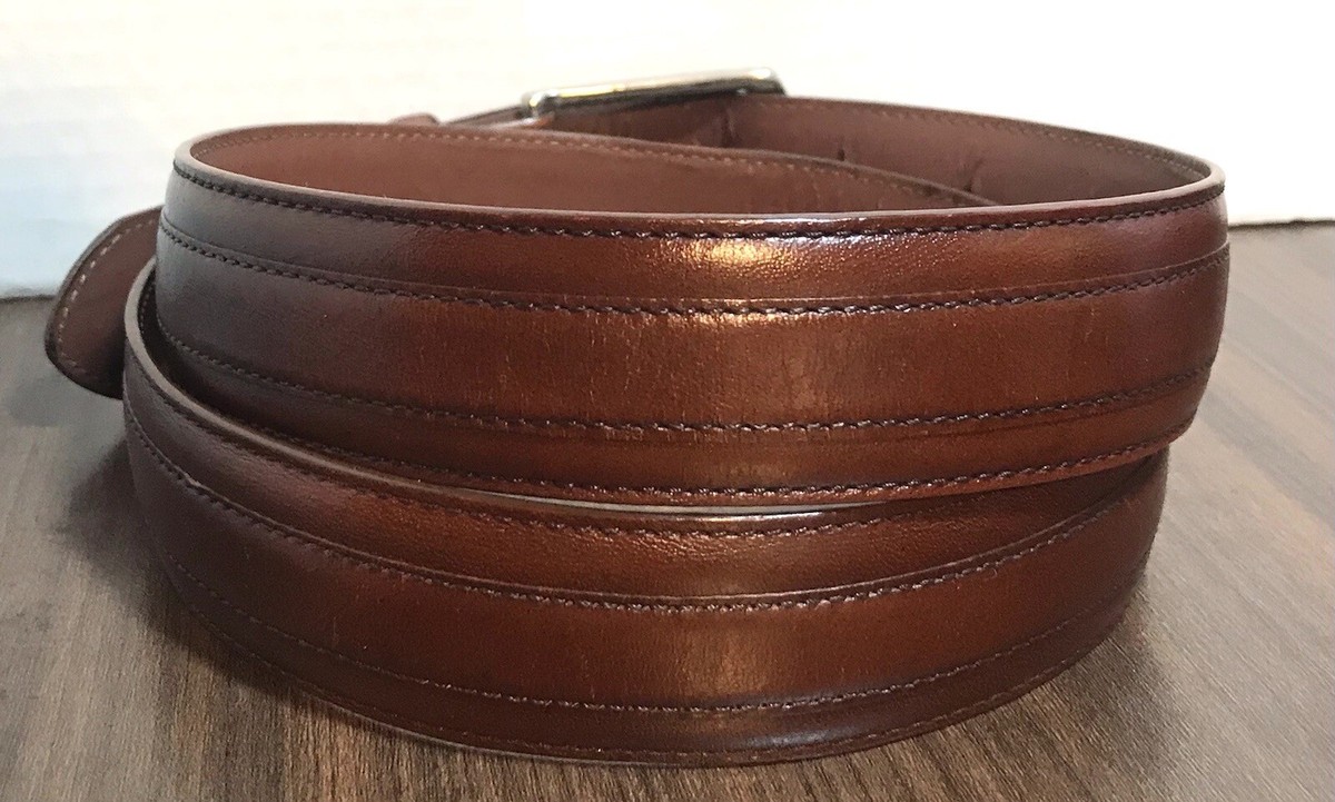Johnson & Murphy Brown Gold Anilene Kipskin and Shoulders Belt Size 34 Johnston Murphy Aniline Kipskin Shoulders Brown Leather  main image 4