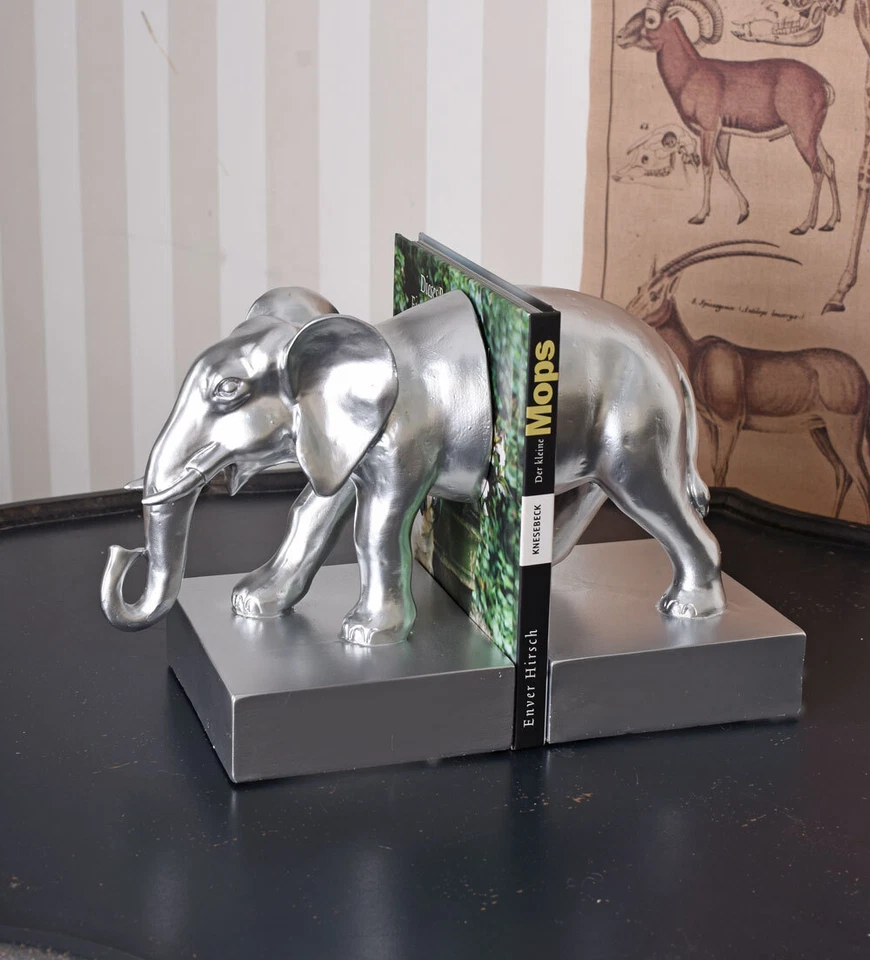 Buchstützen Elephant Silber Tierfigur Elefantenfigur Dekofigur Urban Jungle - Bild 2 von 4