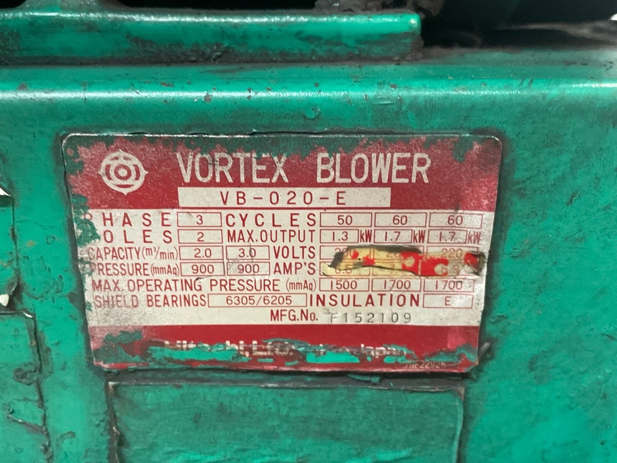HITACHI VORTEX BLOWER VB-020-E 3 PHASE 2 POLES | eBay HITACHI VORTEX BLOWER VB-020-E 3 PHASE 2 POLES | eBay