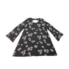 Mossimo Dress Women M Gray Floral Bell Sleeve Shift Back Cutout Boho Mini Dress