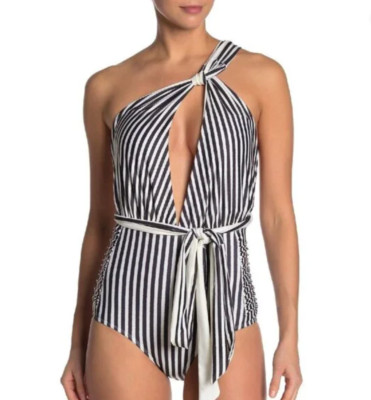 Nicole Miller Convertible 6-Way One Piece Swimsuit Women Size Medium Striped NWT