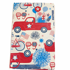 Vinyl Tablecloth Flannel Backed Assorted Sizes Patriotic July 4th Fireworks USA