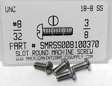 8-32x3/8 Round Head Slotted Machine Screws Stainless Steel 50