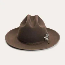 Stetson® 6X Open Road 1865 Royal Deluxe Distress Walnut Felt Hat +Free Hat Brush