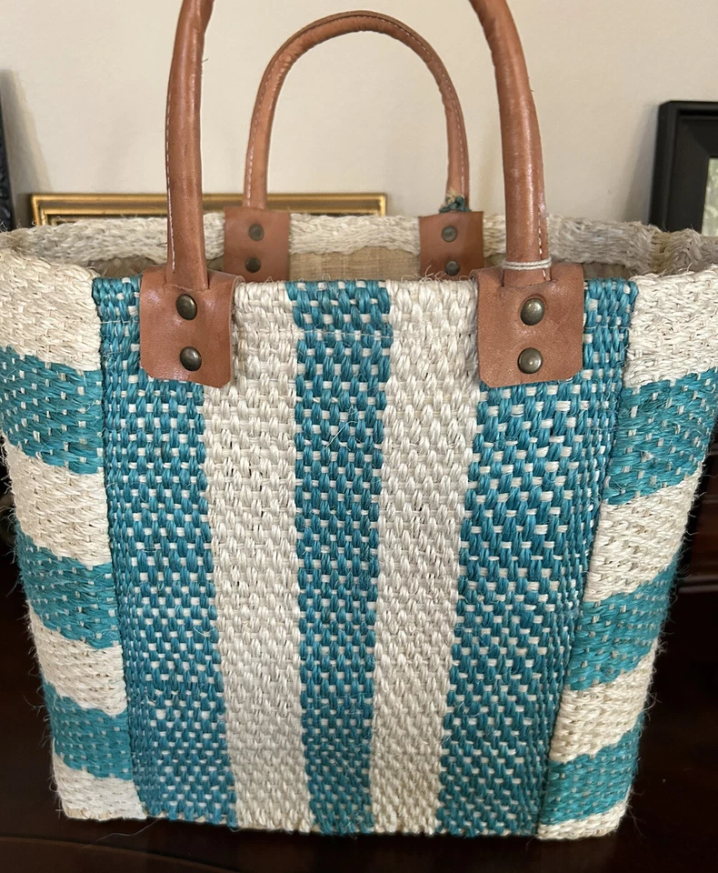 NWT MAR Y SOL Collins STRAW & LEATHER Bag BEACH Tote POPSUGAR - Image 2 of 4
