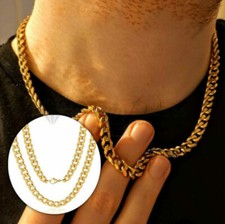 5MM Cuban Link Chain 14K Real Gold Plated Chain Unisex Stainless Steel Necklace